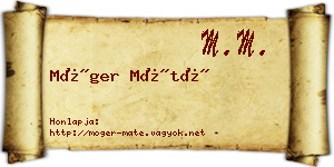 Móger Máté névjegykártya